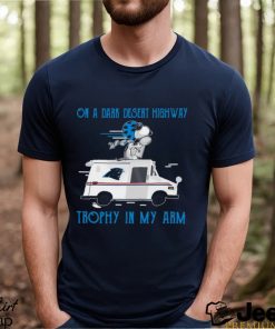 Snoopy Carolina Panthers on a dark desert highway trophy in my arm shirt