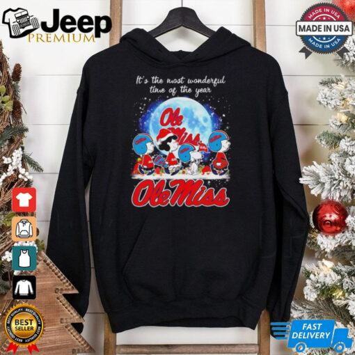 Snoopy Christmas Ole Miss Rebels the most wonderful time of the year shirt