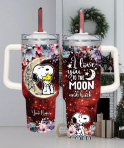 Snoopy Customized 40 Oz Tumbler I Love You To The Moon and Back