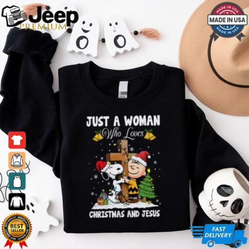 Snoopy Just A Woman Who Loves Christmas And Jesus 2024 T Shirt