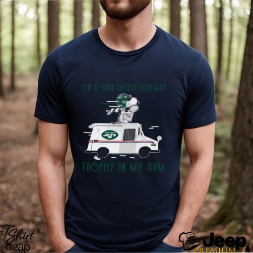 Snoopy New York Jets on a dark desert highway trophy in my arm shirt