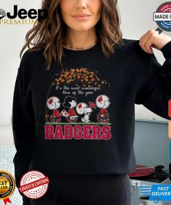 Snoopy Peanuts X Wisconsin Badgers Fall It'S The Most Beautiful Time Of The Year Shirt