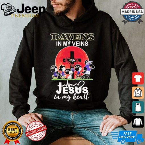 Snoopy Ravens In My Veins Jesus In My Heart Moon Shirt