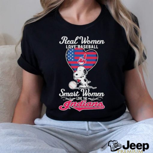 Snoopy Real Women Love Baseball Smart Women Love The Cleveland Indians Shirt