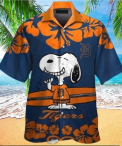 Snoopy Surfboards Hibiscus Detroit Tigers Hawaiian Shirt