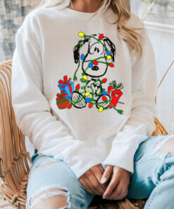 Snoopy Tangled in Christmas Lights shirt