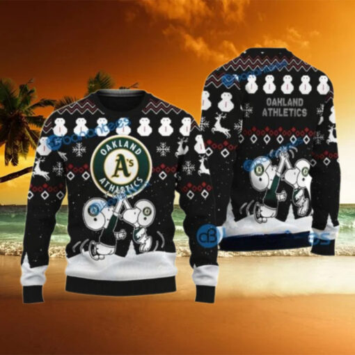 Snoopy Winter Wonderland Oakland Athletics Ugly Christmas Sweater