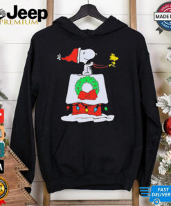 Snoopy Woodstock Wreath Dog House Pull Over Christmas shirt