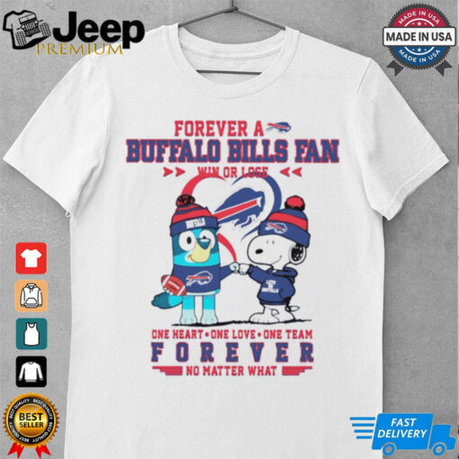 Snoopy and Bluey forever a Buffalo Bills fan win or lose shirt