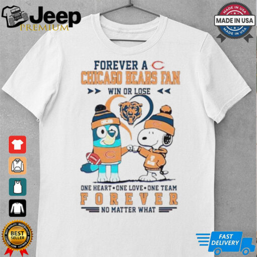 Snoopy and Bluey forever a Chicago Bears fan win or lose shirt