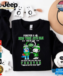 Snoopy and Bluey forever a New York Jets fan win or lose shirt