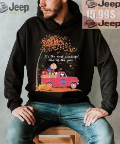 Snoopy and Charlie Brown Driving Car Philadelphia Phillies Fall Is The Most Wonderful Time Of The Year shirt