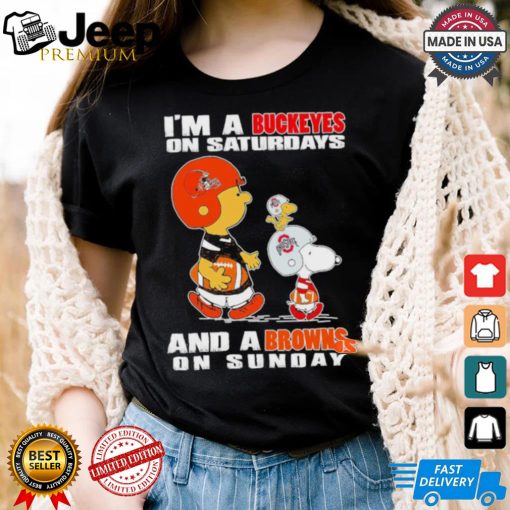 Snoopy and Charlie Brown I’m a Ohio State Buckeyes on saturdays and a Browns on sunday 2024 shirt