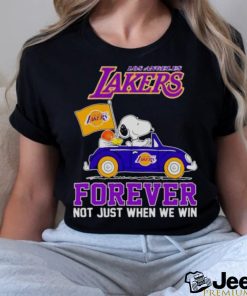 Snoopy and WoodStock Los Angeles Lakers basketball forever fan not just when win shirt