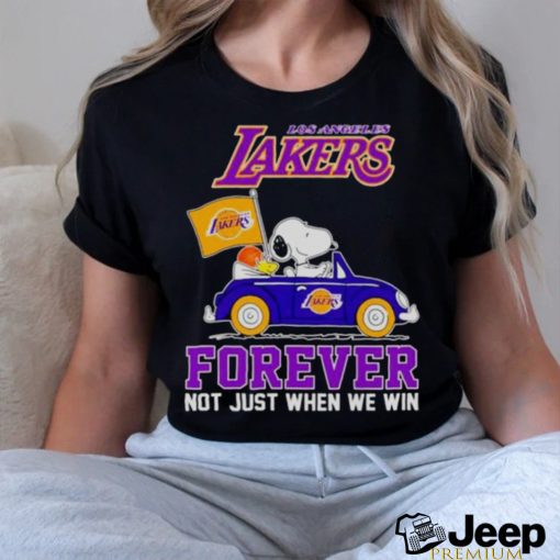 Snoopy and WoodStock Los Angeles Lakers basketball forever fan not just when win shirt