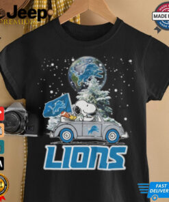 Snoopy and Woodstock Detroit Lions Xmas Christmas shirt featuring a festive design with the beloved characters Snoopy and Woodstock celebrating the holiday season in Detroit Lions-themed gear.