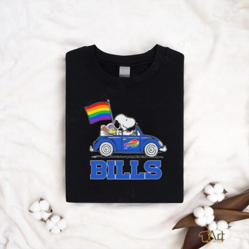 Snoopy and Woodstock Driving Car Buffalo Bills Pride Flag shirt