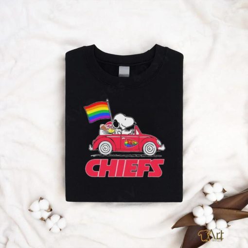 Snoopy and Woodstock Driving Car Kansas City Chiefs Pride Flag shirt