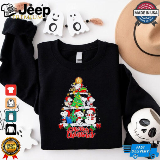 Snoopy and Woodstock Merry Christmas tree shirt