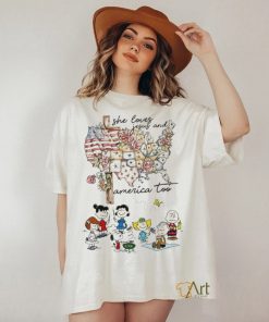 Snoopy charlie brown she loves jesus and america too Peanuts shirt