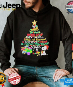 Snoopy for unto you is born this day in the city of david a saviour which is Christian Merry Christmas shirt