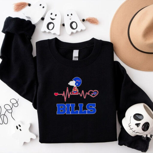 Snoopy walking on heartbeat Buffalo Bills football shirt