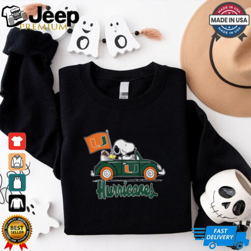 Snoppy In Car The Miami Hurricanes 2024 Shirt