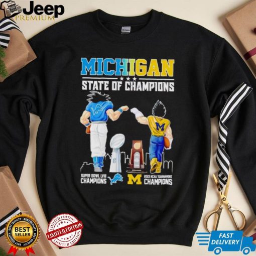 Son Goku and Vegeta Michigan State of Champions Detroit and Wolverines shirt