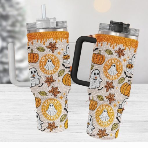 Spooky Vibe 40Oz Rhinestone Tumbler, Halloween Bling Tumbler, Halloween Gift Idea