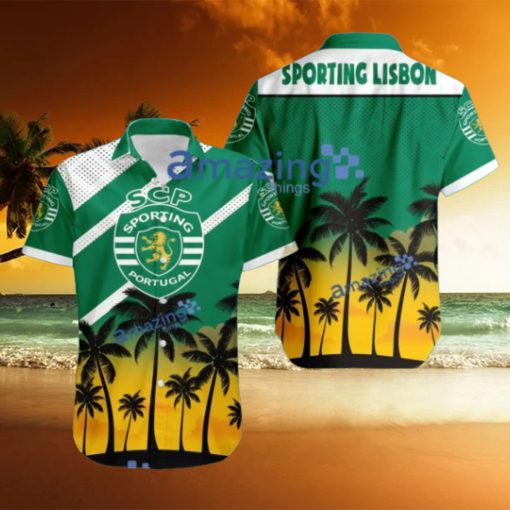 Sporting Lisbon FC Logo Button Down Hawaiian Shirt Hip Summer Trend