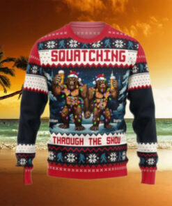 Squatching Through The Snow Personalized Ugly Sweater