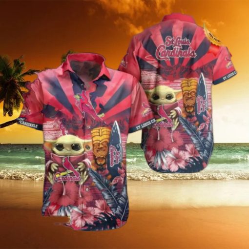 St Louis Cardinals Mlb Baby Yoda Hawaiian Shirt Men Youth Cardinals Aloha Shirt