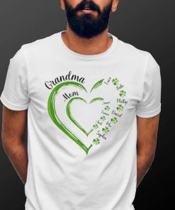 St Patrick's Day Green Heart In Heart Grandma Mom Shamrock Kids Personalized Shirt