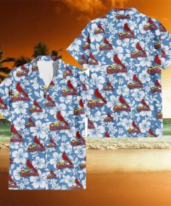 St. Louis Cardinals White Hibiscus Light Blue Texture Background 3D Hawaiian Shirt Gift For Fans