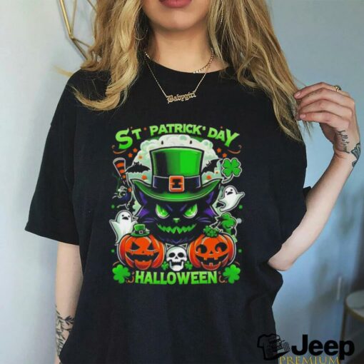 St. Patricks Day Halloween cat shirt