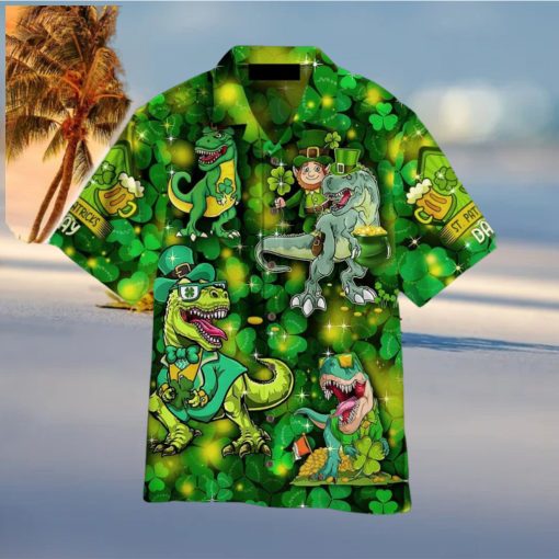 St. Patrick’s Day Lucky Saurus Dinosaur Hawaiian Shirt Aloha For Men And Women