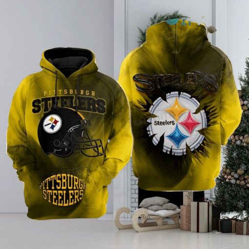 Steelers Hoodie 3D Football Helmet Logo Pittsburgh Steelers Unique Gift