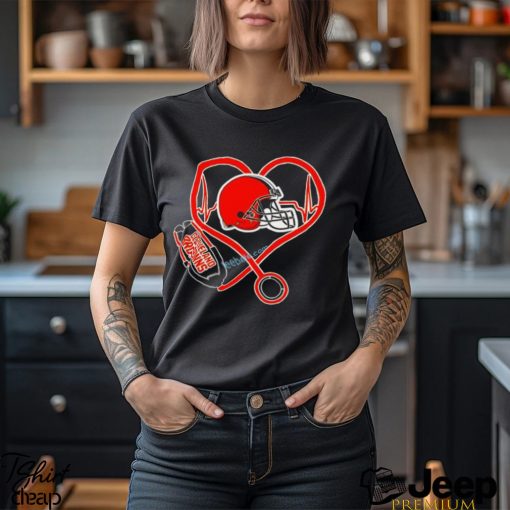 Stethoscope Heartbeat Cleveland Browns Nurse Gifts Shirt Unisex