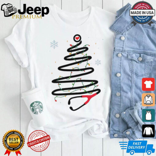 Stethoscope nurse Christmas tree shirt