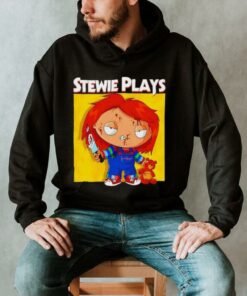 Stewie plays Chucky bloody shirt