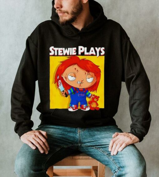 Stewie plays Chucky bloody shirt