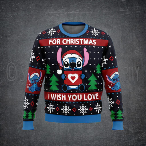 Stitch For Christmas I Wish You Love Ugly Christmas Sweater