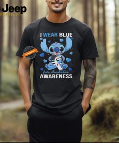 Stitch I Wear Blue Diabetes Awareness Fan T Shirt