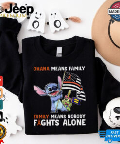 Stitch Waving Flag Ohana Means Family Family Means Nobody Fights Alone Multiple Sclerosis Awareness T Shirt