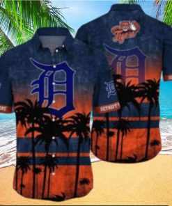 Sunset Palms Detroit Tigers Tropical Hawaiian Shirt