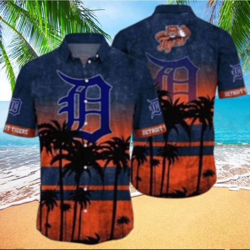 Sunset Palms Detroit Tigers Tropical Hawaiian Shirt