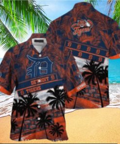 Sunset Tigers Palms And Team Logos Tropical Hawaiian Shirt