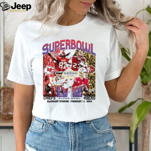 Super Bowl LVIII Kansas City Chiefs vs San Francisco 49ers Patrick Mahomes Brock Purdy Allegiant stadium shirt