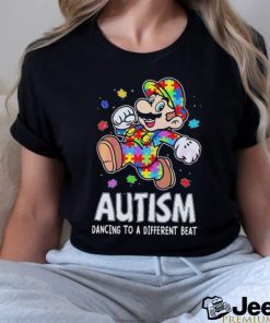 Super Mario Autism Dancing To A Different Beat puzzle shirt