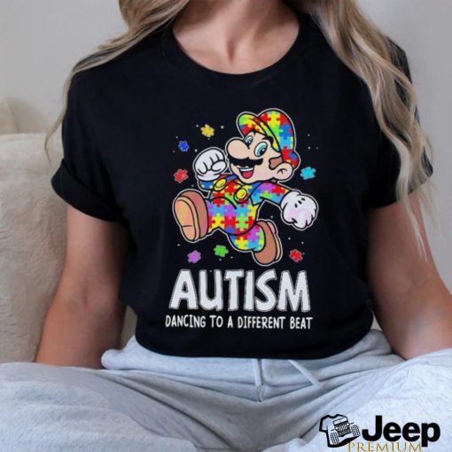 Super Mario Autism Dancing To A Different Beat puzzle shirt